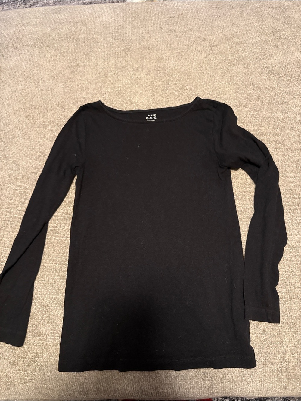 J.Crew Perfect Tee Black Long Sleeve Boat Neck Top Size Medium